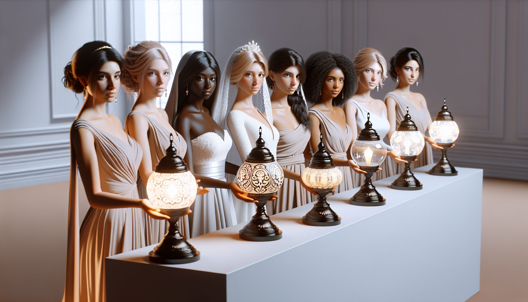 all the bridesmaids got up and prepared thier lamps